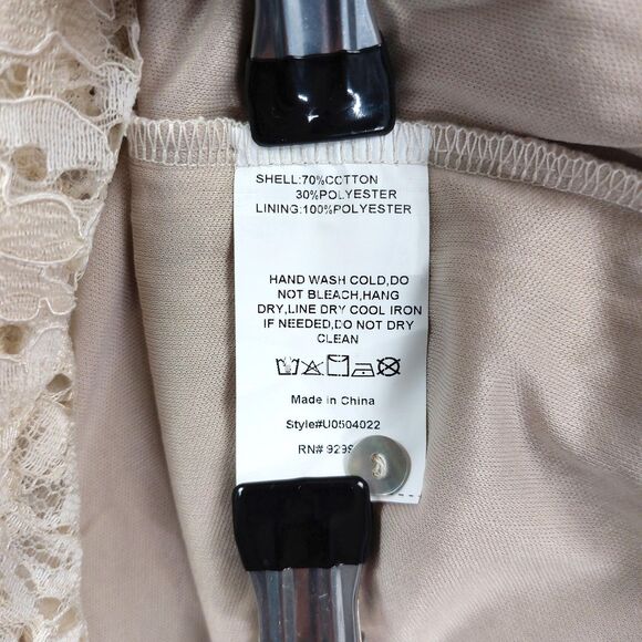 Suzanne Betro Dress Womens 1X Beige Cream Lace High Low Sleeveless Party New - Picture 10 of 11